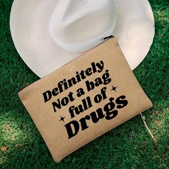 NEW Funny Makeup/Zipper Bag, Imitation Hemp, 8.66 inches x 5.51 inches - Picture 3 of 5